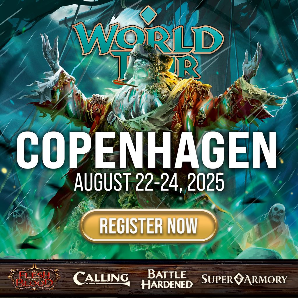 fabtcg's tweet image. Avast, ye heroes! World Tour: Copenhagen is on the horizon!
⚔️ Calling - Classic Constructed - $20,000 USD
💪 Battle Hardened - Classic Constructed - $2,000 USD
🔥 Full Schedule of Public Events
Register now! 👉 fanfinity.gg/event/flesh-an…
