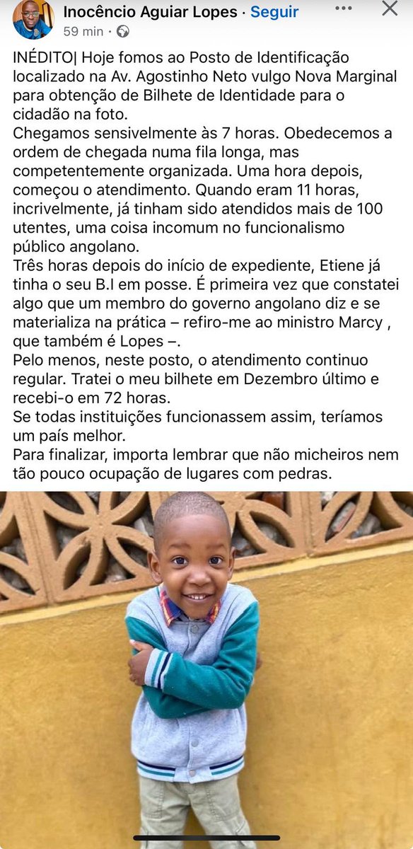 Hoje tive contacto com esse post
Quanta satisfação ver que o nosso trabalho está, de facto, a alcançar o seu objectivo: servir as pessoas com excelência, qualidade e eficiência
Parabéns à equipa que todos os dias trabalha para alcançar este objectivo 
VIVA ANGOLA
#tafalartafazer