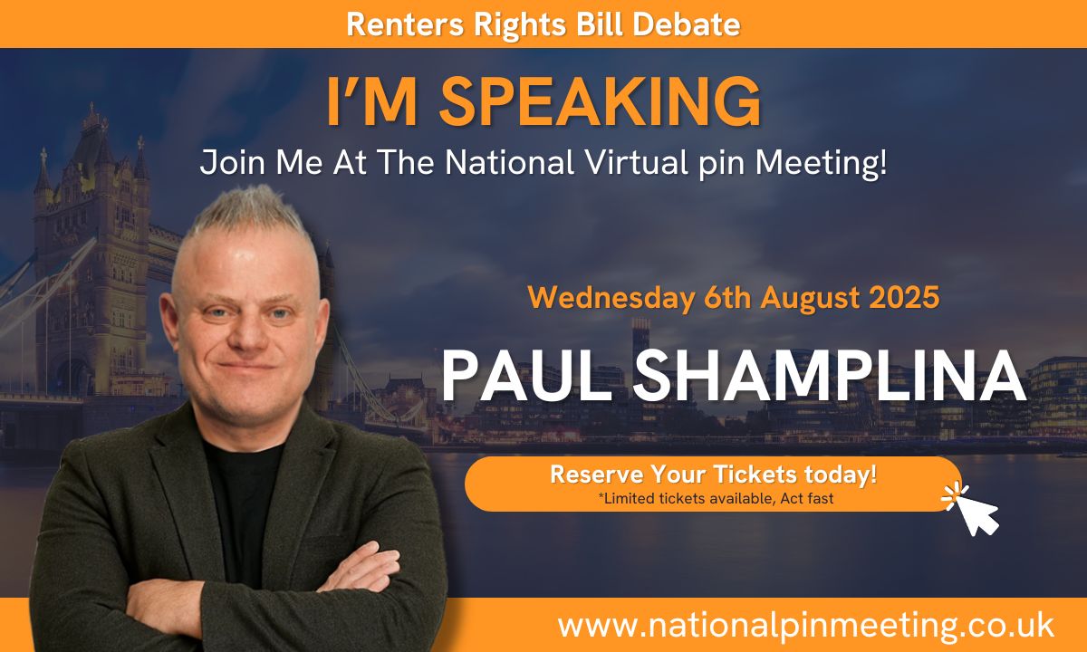 🎤 <a href="/PaulShamplina/">Paul Shamplina</a> LIVE | 6th Aug | National Virtual pin Meeting

He’s helped 1000s of landlords. He’ll help you too.

🎟 Claim your free guest ticket (if you’ve never been to a pin meeting before)Visit: nationalpinmeeting.co.uk Use code: social

#PaulShamplina #RentersReformBill