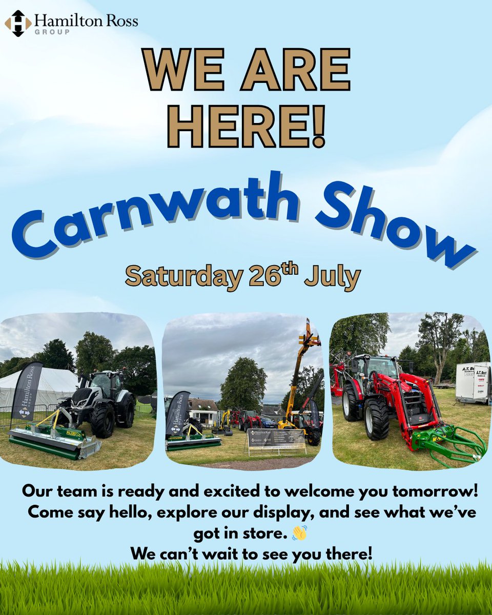 🎪 All set and ready to go for Carnwath Show tomorrow! 🙌

We’ve got a fantastic range of brands and machinery on display – something for everyone. 🚜🔧
Come along and meet our Lanark sales team on the stand – we’re looking forward to a good chat and a great day! 👋💬
