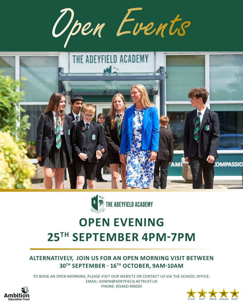 Please join us for our upcoming school open evening on 25th September, or alternatively book an open morning visit through our website or via the school office. 

#Year5 #Year6 #secondaryschoolvisits #applyingtosecondaryschool #dignity #openevents2025