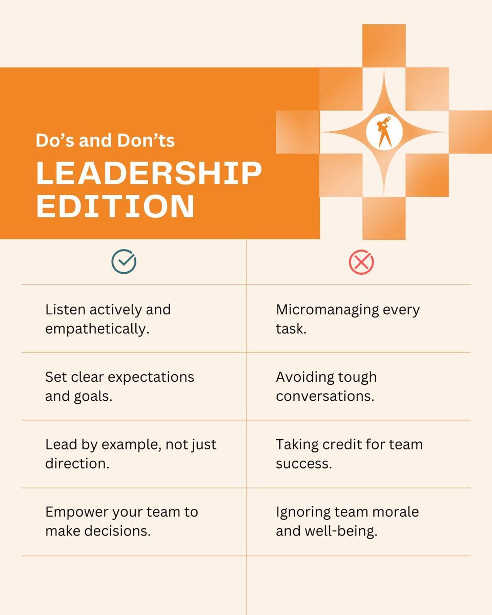 Strong leadership isn’t a title, it’s a daily practice. Master the habits that inspire trust, action, and real results.

#LeadershipTips #TeamSuccess #LeadWithPurpose #LeadershipMatters #DoAndDonts