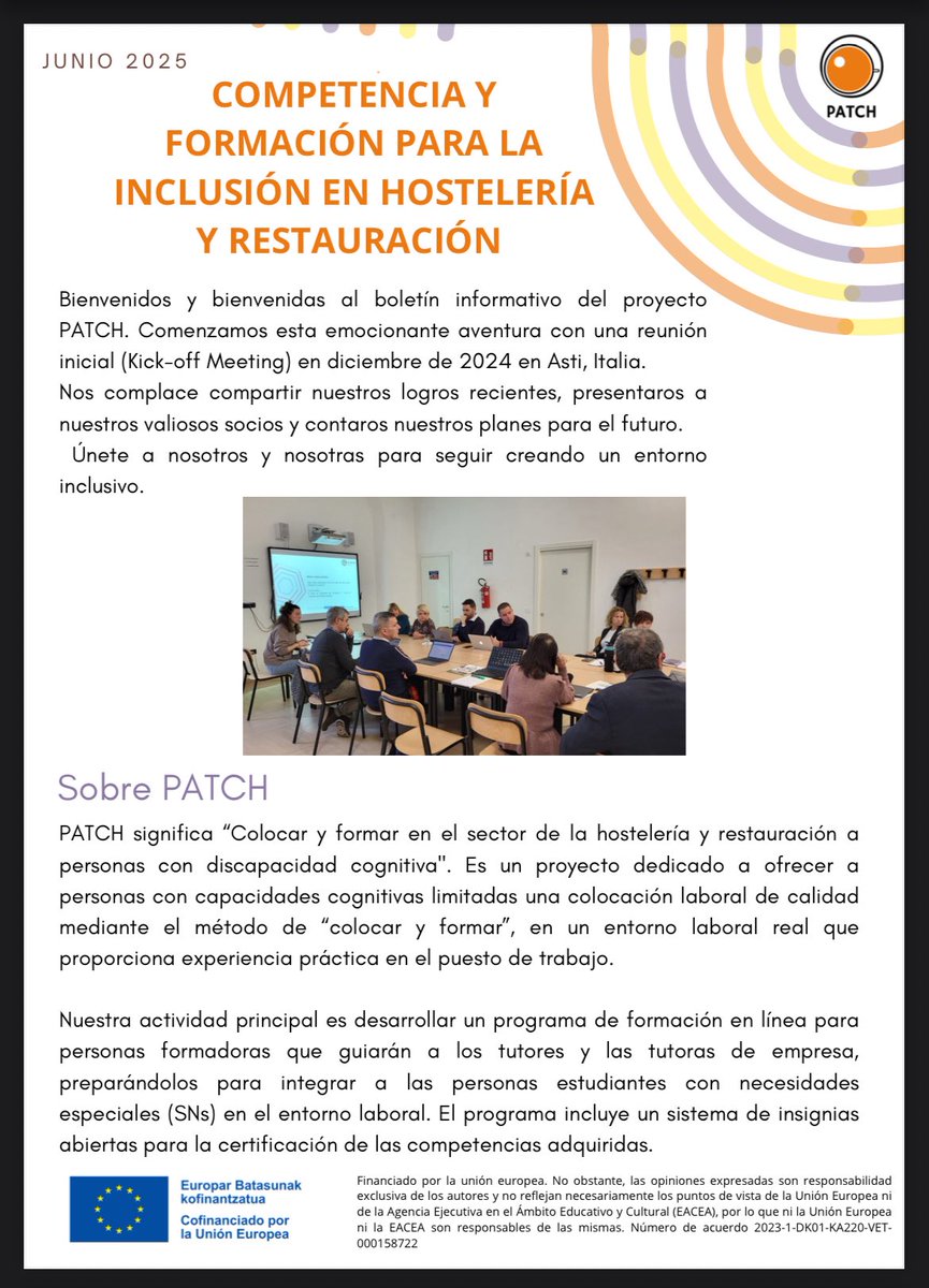 Co_talent_'s tweet image. En Co-talent formamos parte del proyecto europeo PATCH.

PATCH impulsa la inclusión laboral de personas con discapacidad cognitiva en hostelería gracias al método Place and Train.

¿Quieres la newsletter en PDF? Escríbenos.

#PATCHproject #CoTalent