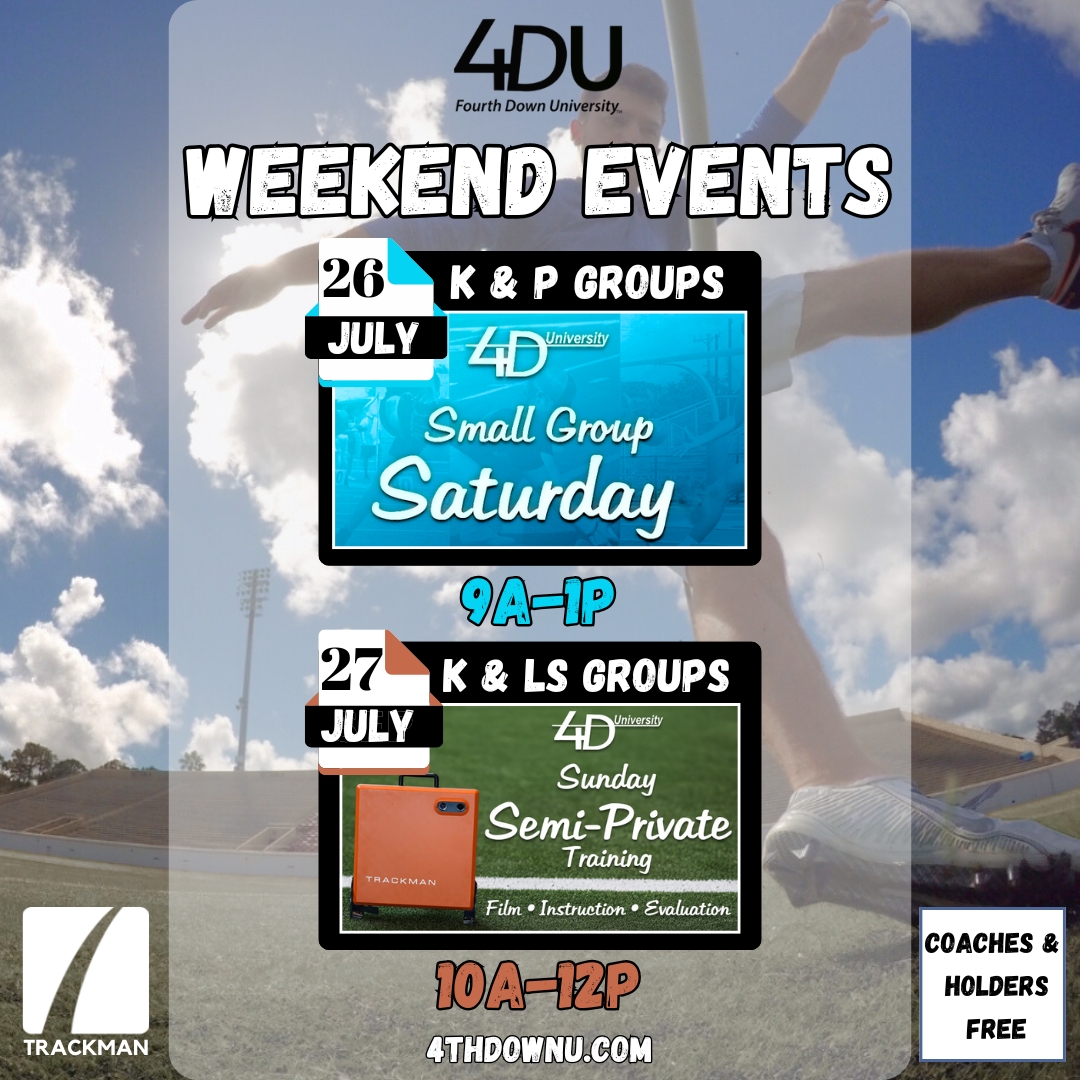 4thDownU's tweet image. This weekend at 4DU. Coaches & holders #FREE
👉 4thDownU.com/calendar
