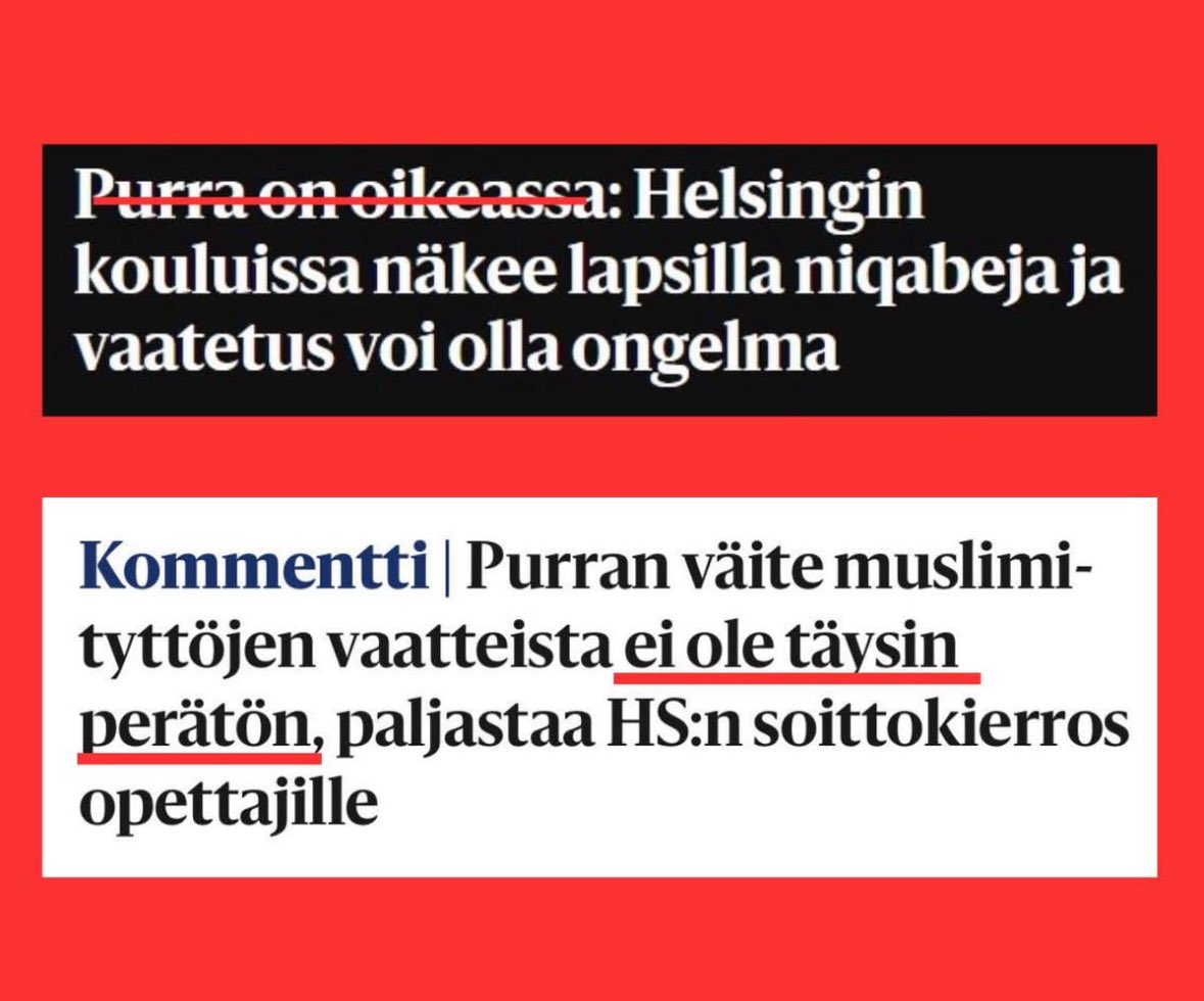 Hesari sensuroi itseään näyttävästi. Toimittaja ehti kehua Purraa

Median jumalat, isot setämiehet lähettivät Mahdin päälle maan palauttamaan Hesarin oikeudenmukaisuuden ja otsikko on muutettu

Mustin kasvoin haettu toimittajan sielu, armoa minä hänelle toivon