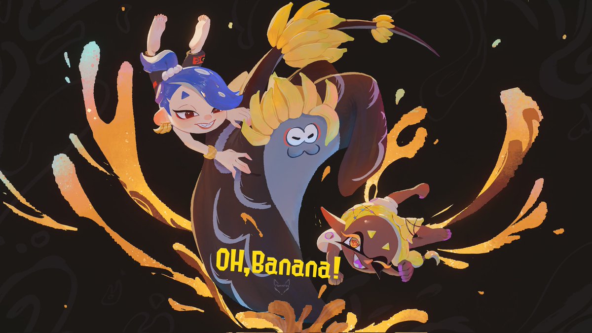 zhang_tian57284's tweet image. Oh,Banana! #DonkeyKongBananza #Splatoon3 #fanart