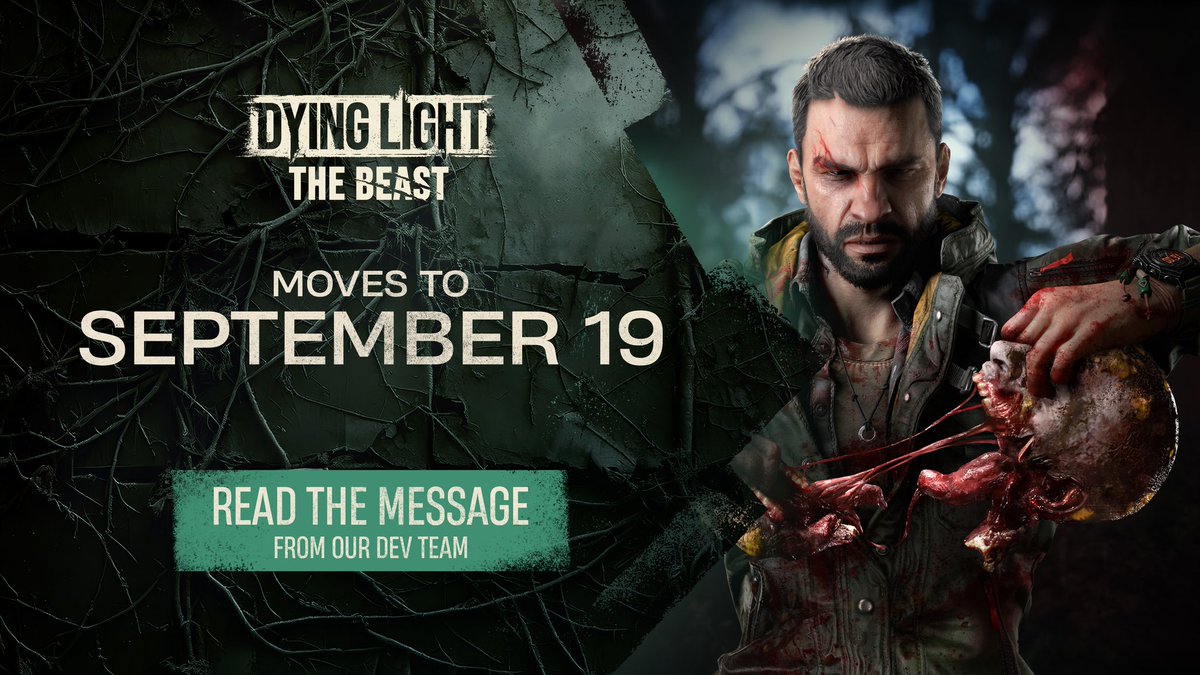 pl_evil's tweet image. Techland has decided to postpone the release date of Dying Light: The Beast to September 19! 🧟♂️ In the official announcement we can read:
"We have made the decision to push back the release of Dying Light: The Beast to September 19. This additional time will allow us to work on…