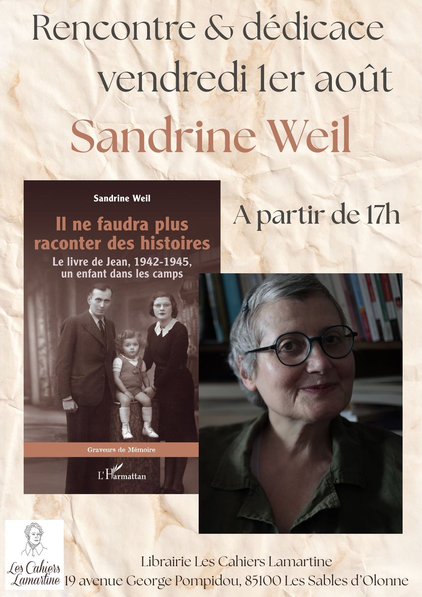Joie à venir, rencontre le 1er août à la librairie Les Cahiers Lamartine aux Sables d'Olonne ✍📚💝🥰