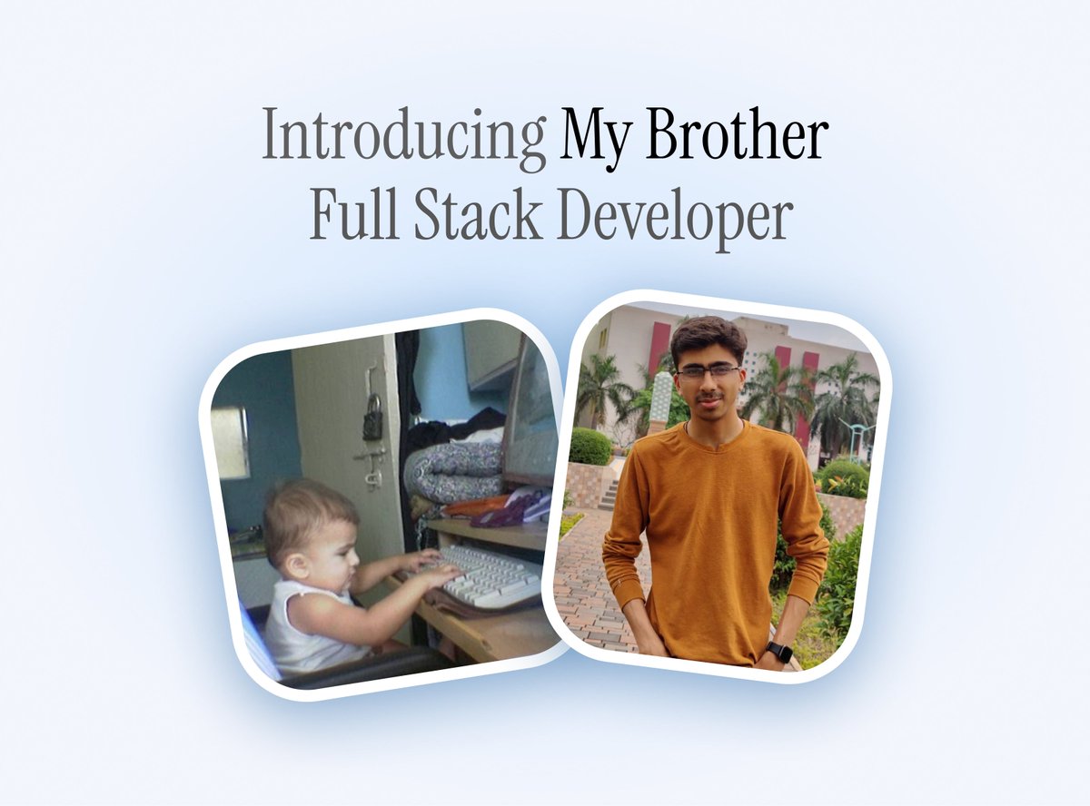 AmenaiSabuwala's tweet image. Meet My Brother "Usman" - @MaxProgramming1
- He's a brilliant 20 y/o full-stack web developer.
- He has had a passion of learning new stuff since childhood!
- He has supported me in every step in my journey!
- like dealing with clients, suggestions on projects and he is my…