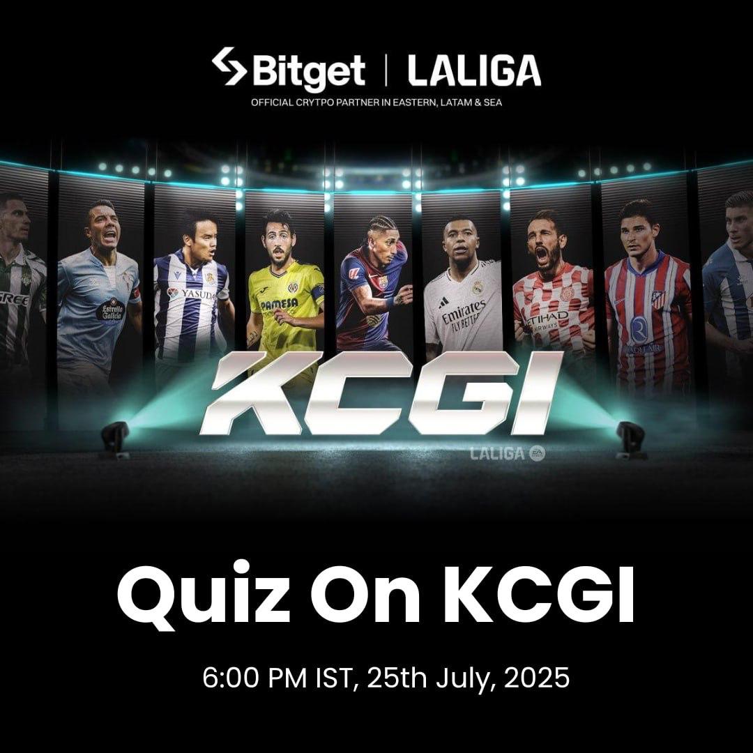 BitgetIndia's tweet image. 🔥 Ready to win $50? #Bitget Weekly Quiz on #KCGI is here!
⏰️ Starts in 1H!
🎁 10 winners = 5 FCFS + 5 Lucky!
⏳ Today, July 25 | 6:00 PM IST
📍 Join (@ bitgetindian) on Telegram
Step in now — answer 5 simple questions & claim your share!