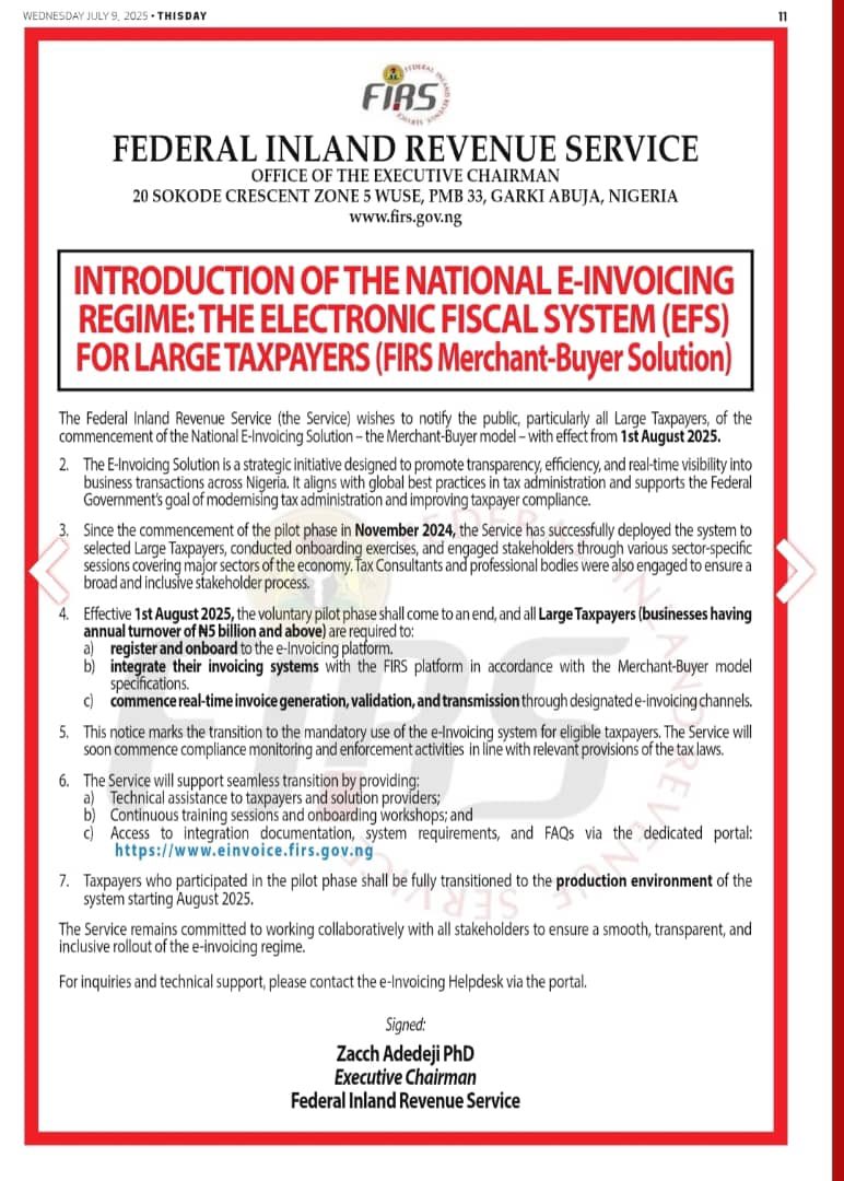 AskFIRS's tweet image. Introduction of the National E-Invoicing Regime : The Electronic Fiscal System (EFS) For Large Taxpayers begin August 1, 2025