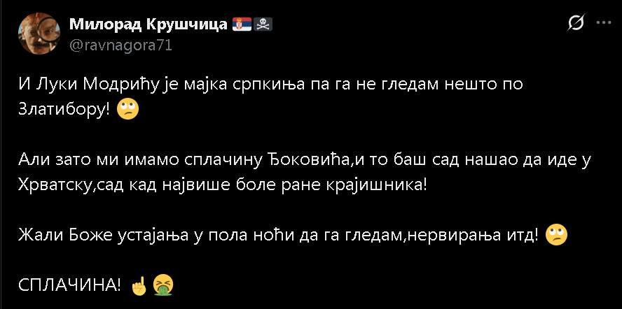 SrdjanPrekovic2's tweet image. Prezupcio brojac krvnih zrnaca,mora ponovo da guli krastu i posoli mesto.
Jebem ti muke isusove,sta nam rade ๐๐๐๐๐๐ ๐๐๐