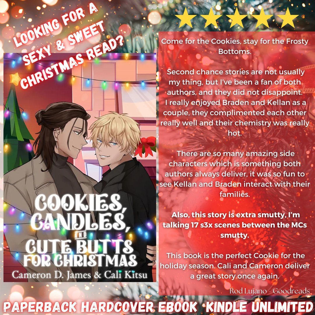 Deep_Desires's tweet image. The reviews are in! Cookies, Candles, and Cute Butts by Cameron D. James and Cali Kitsu is a five-star read!
Get your copy here:
deepdesirespress.com/cookies-candle…
#mmromance #bookboost