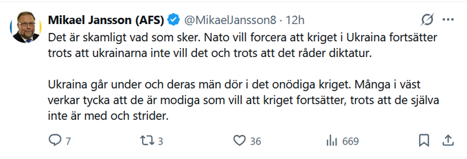 hogerkollen's tweet image. Sverigedemokraternas tidigare partiledare Mikael Jansson är ett rysstroll. Att värna ryska intressen är utbredd inom både Sverigedemokraterna och inom svenska nationalistiska rörelsen.  

#svpol #svpolitik #Ukraina