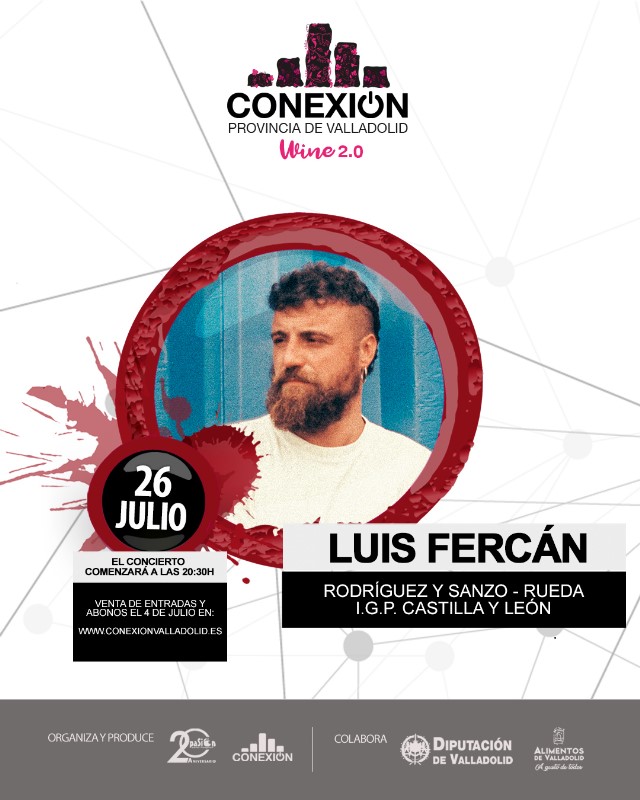 🎶 Luis Fercán en Conexión Wine 2.0 – Una noche para sentir 🎶

🗓️ Este 26 de julio a las 20:30 h, tenemos una cita muy especial en Rodríguez y Sanzo (Rueda, I.G.P. Castilla y León). Un entorno único entre viñedos y barricas será el escenario donde Luis Fercán, una de las voces