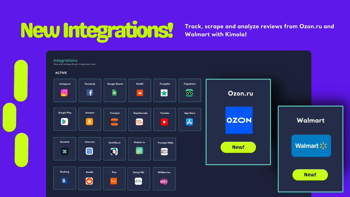 New integrations from Kimola team for e-comm brands! Now you can paste a link from Walmart and Ozon.ru to get reviews and analyze! #ecommerce #walmart #ozonru #customerfeedback #customerexperience #customerinsights