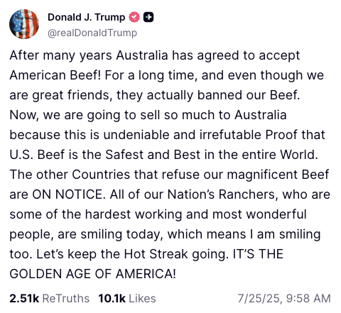 CarlZha's tweet image. Exporting American beef to Australia is like exporting oil to Saudi Arabia
