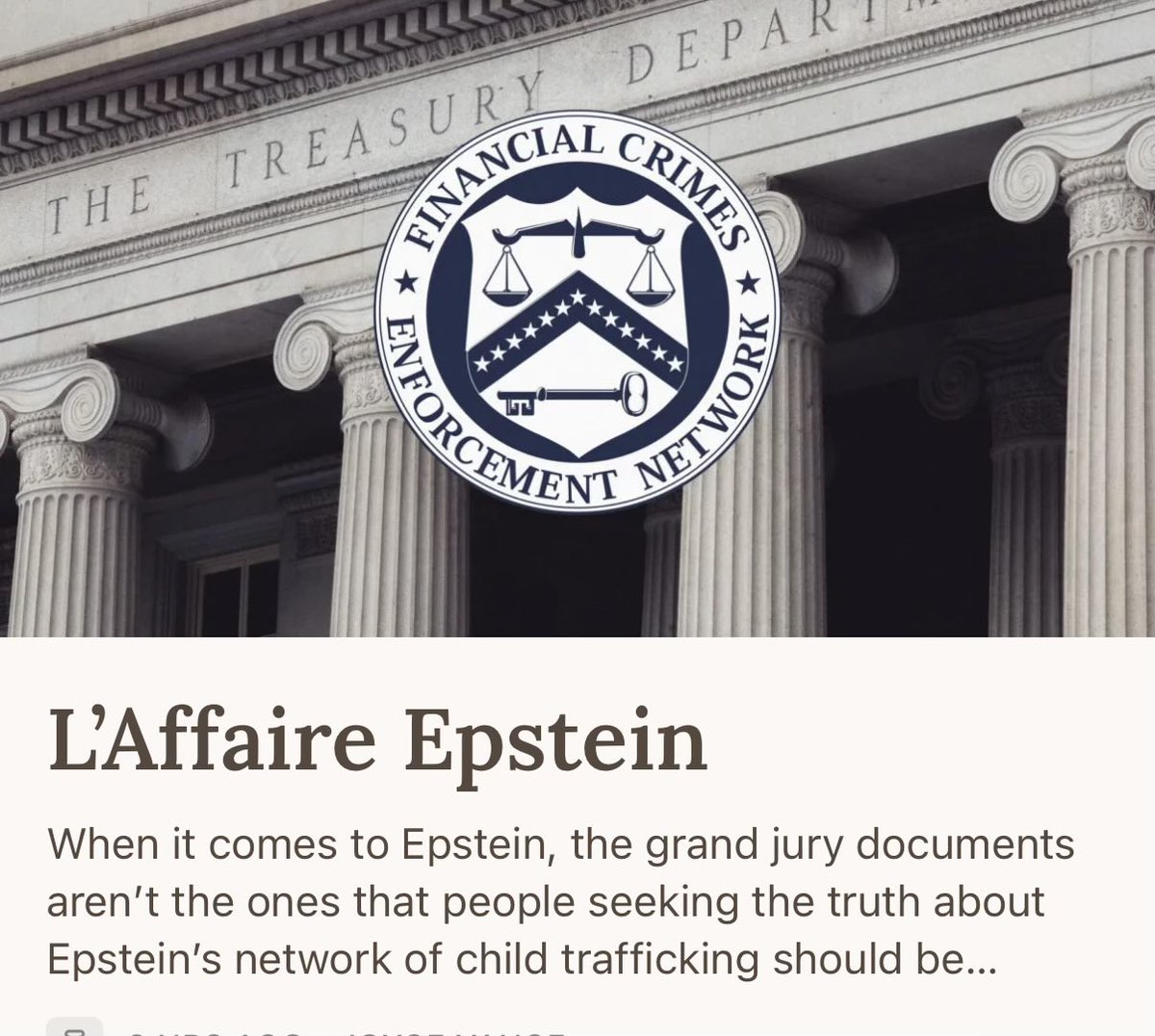 JoyceWhiteVance's tweet image. When it comes to Epstein, the grand jury documents aren’t the ones that people seeking the truth should be interested in. Prosecutors always say, “Follow the money.” That’s as true here as in any other case, open.substack.com/pub/joycevance…