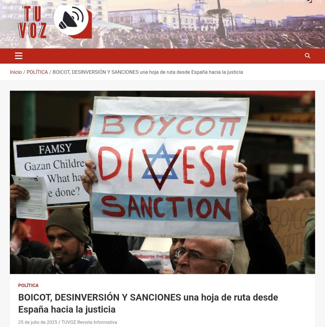 DiasporaEspa's tweet image. BOICOT, DESINVERSIÓN Y SANCIONES una hoja de ruta desde España hacia la justicia
Fernando Ortega, El Berguedá, Catalunya.
El movimiento #BDS (Boicot, Desinversión y Sanciones) nace del llamamiento de la sociedad civil #palestina en 2005, inspirado por la lucha contra el…