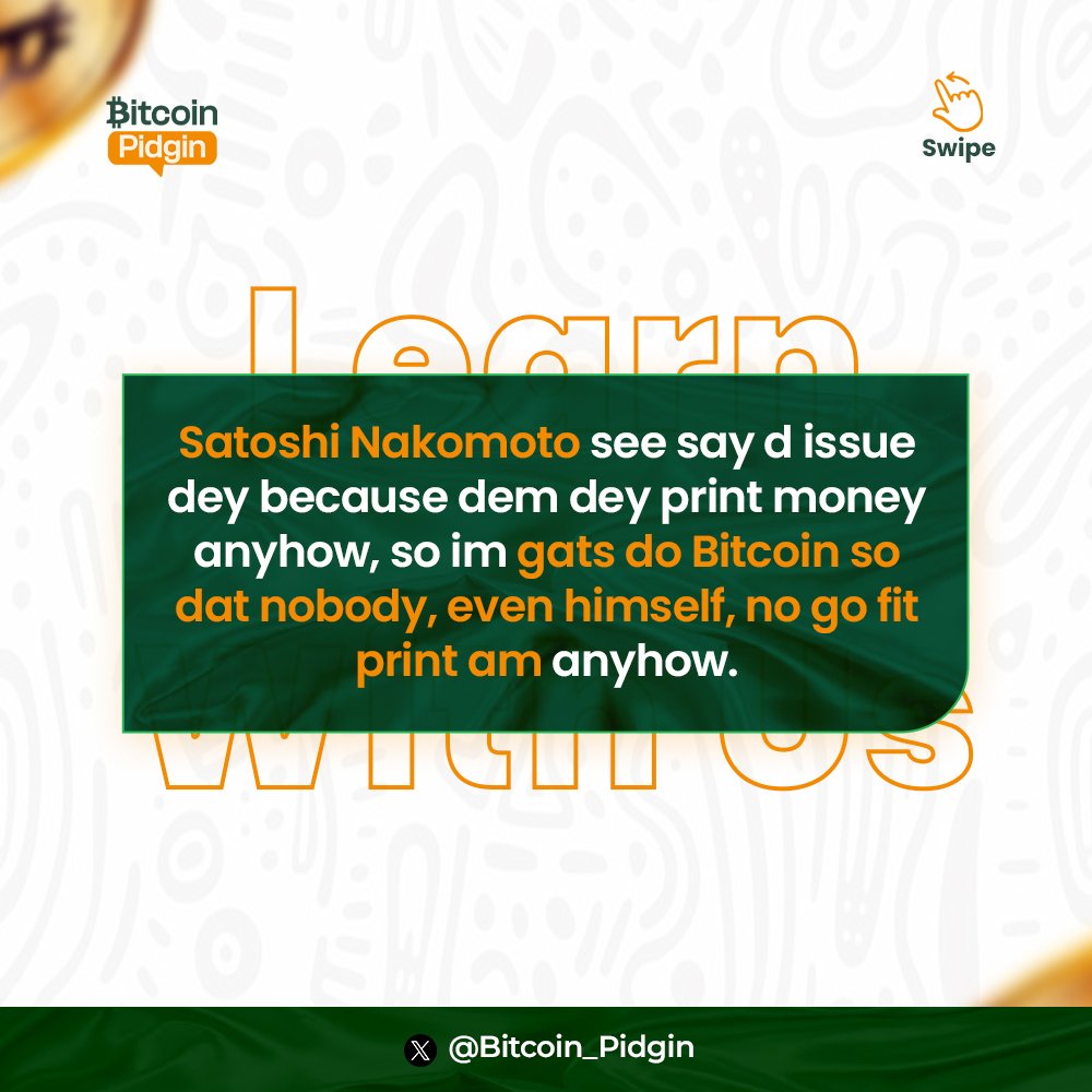 Bitcoin_Pidgin's tweet image. Last week for our open mic, the things wey we learn about 21 million Cap and Bitcoin bin too plenty. We say make we share some with you.
Today by 7pm again, we go full ground to talk about Bitcoin vs traditional money. Make you no forget to join us.