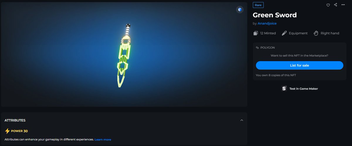 anandjoice18's tweet image. Hello👋#Sandfam ,Its #GIVEAWAY ⌚.
✨3x Green Swords ⚔️ up for grabs.
✌️Deadline : 31st July.
😁What Need to do ?
✨Follow + Like + RT.
✨Show Your best sword you purchased in @TheSandboxNFTs . @TheSandboxGame
💎Catalyst: Rare
⚡Power: 30