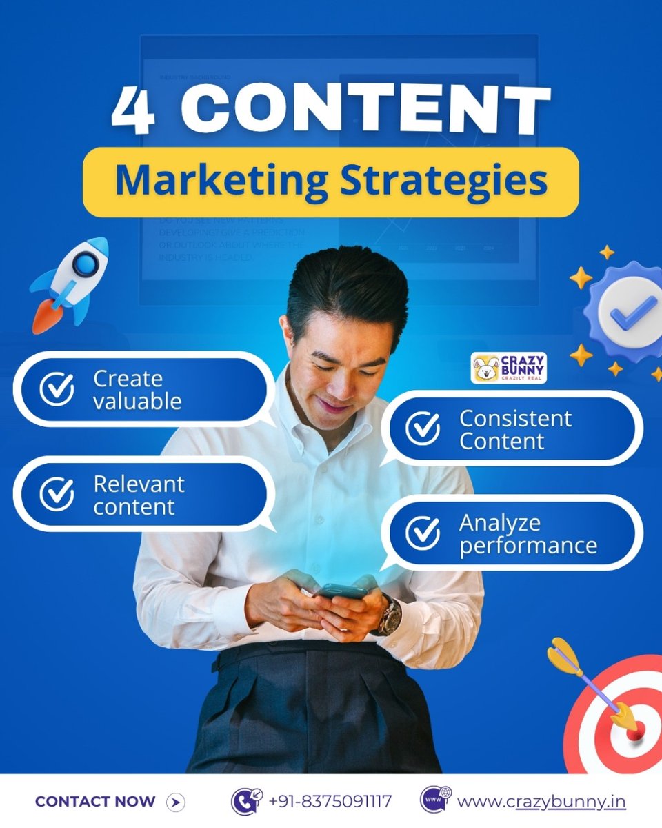 crazybunnydm's tweet photo. 4 CONTENT: Marketing Strategies Consistent👇
1️⃣Create valuable content
2️⃣Relevant content
3️⃣Consistent content
4️⃣Analyse performance
If you want to promote your business online, contact 𝗖𝗿𝗮𝘇𝘆 𝗕𝘂𝗻𝗻𝘆 at📲 +91-8375091117

#CrazyBunny #SocialMediaManagement #SocialMedia https://t.co/sunYQicavK