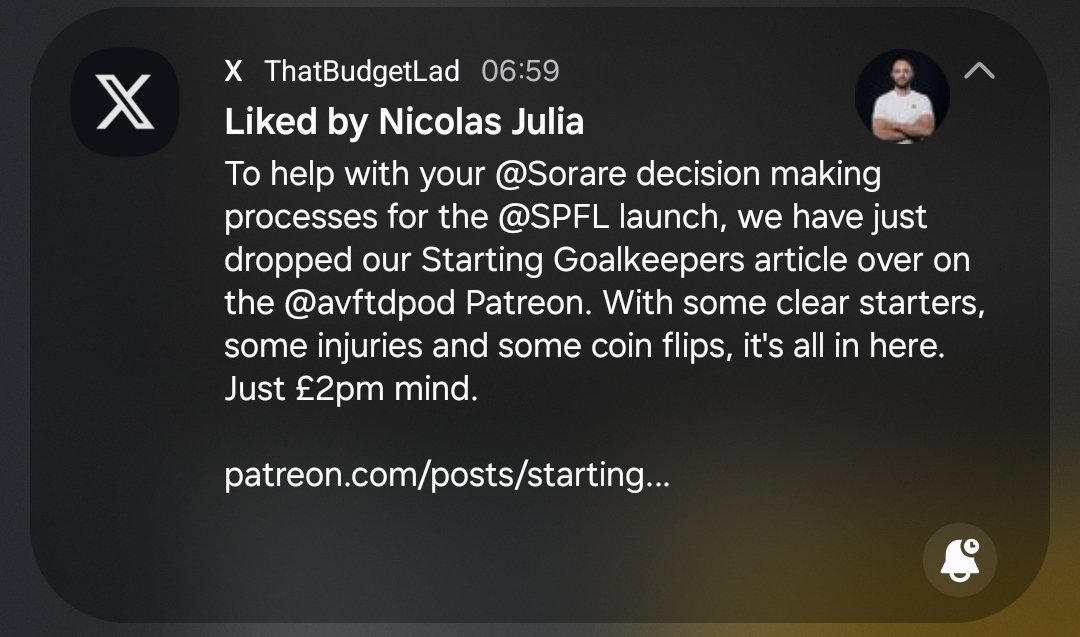 Sorare On A Budget (@sorareonabudget) on Twitter photo It's <a href="/ni2las/">Nicolas Julia</a> approved lads. It's got to be good. 🫶
Season Preview - patreon.com/posts/scottish…
"Titular" Keepers - patreon.com/posts/starting…
Midweek Lineups - patreon.com/posts/rangers-…
Remember, our Discord with transfers, injuries & lineups. Just £2pm!
Patreon.com/avftd It's <a href="/ni2las/">Nicolas Julia</a> approved lads. It's got to be good. 🫶
Season Preview - patreon.com/posts/scottish…
"Titular" Keepers - patreon.com/posts/starting…
Midweek Lineups - patreon.com/posts/rangers-…
Remember, our Discord with transfers, injuries & lineups. Just £2pm!
Patreon.com/avftd