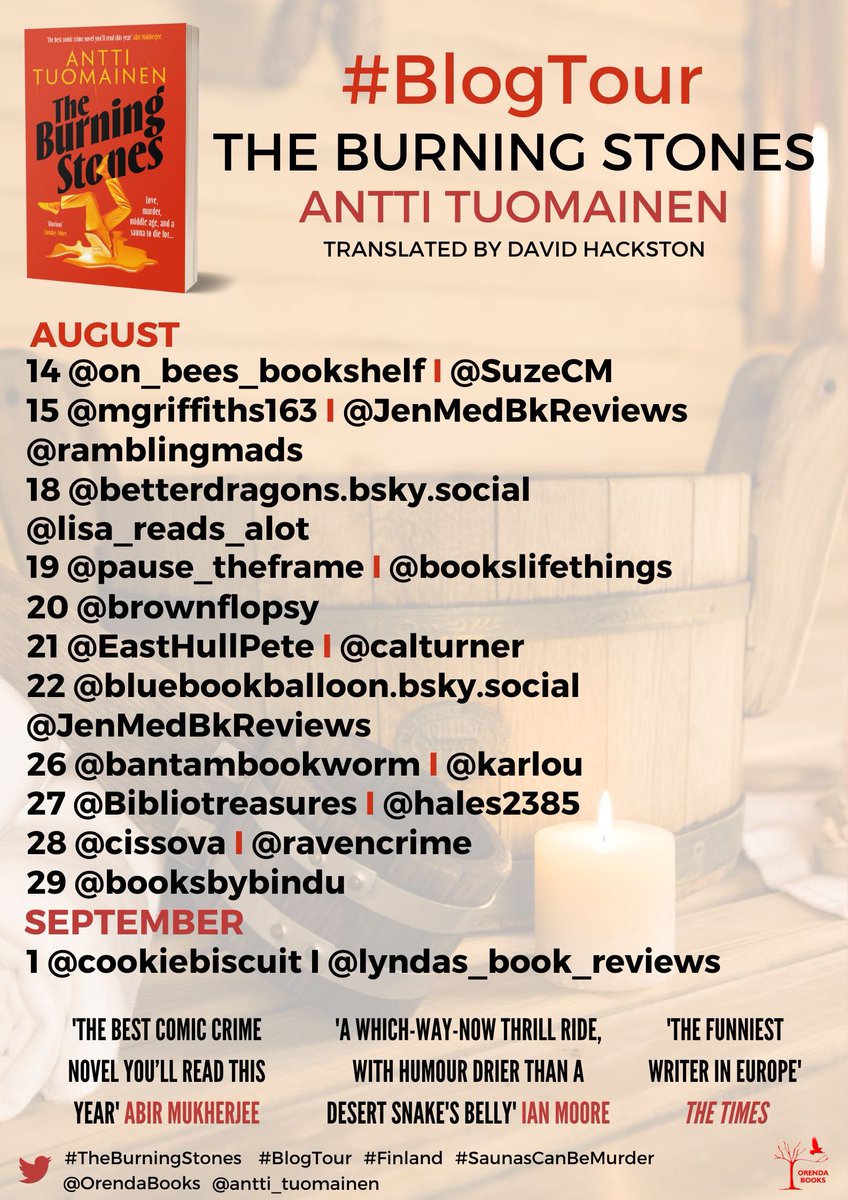 OrendaBooks's tweet image. Two AMAZING August Blog Tours incoming... โ๏ธ๐ซ
๐ #TheTranscendentTide by @doug_johnstone
๐ฅ #TheBurningStones by @antti_tuomainen, T @countertenorist
Look at all the WONDERFUL bloggers involved! Make sure to #FollowTheTour this summer โ๏ธ
