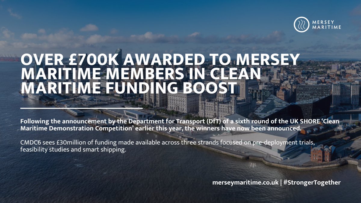 Over £700k awarded to Mersey Maritime members via Clean Maritime funding 💡🌊

Projects span smart shipping, trials &amp; feasibility studies, driving green innovation in our sector.

Read more: hubs.ly/Q03yTnRj0