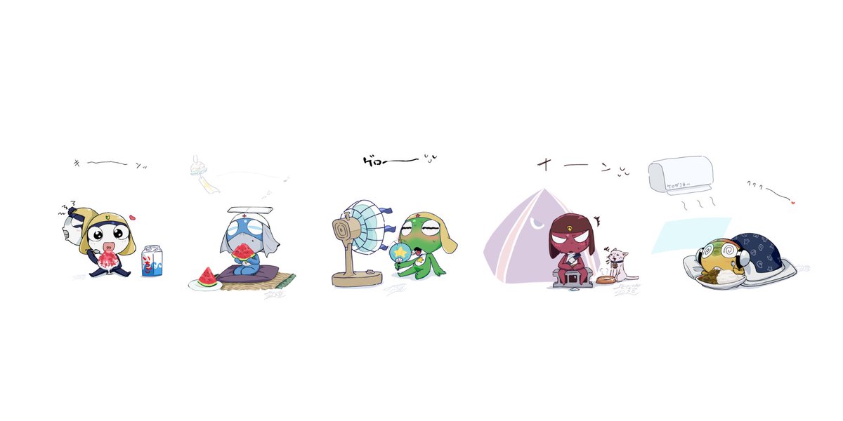 yo_4l39's tweet image. #ケロロ軍曹 
ケロロ小隊、各々夏の過ごし方が違いそうだなっていうまとめ