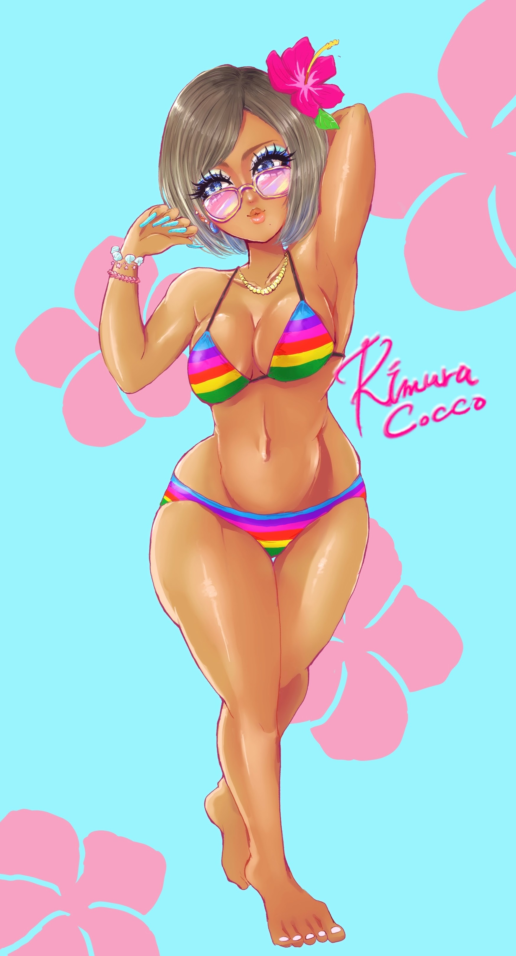 【S4号/一点物イラストアート】平成ギャルちゃん-ケツルルバージョン S4号/一点物イラストアート】平成ギャルちゃん-ケツルル