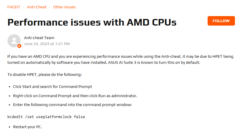 ThourCS2's tweet image. FACEIT Anti-cheat recommends Disabling HPET (High Precision Event Timer) for AMD CPUs to prevent any performance issues in CS2.

👉 bcdedit /set useplatformclock false