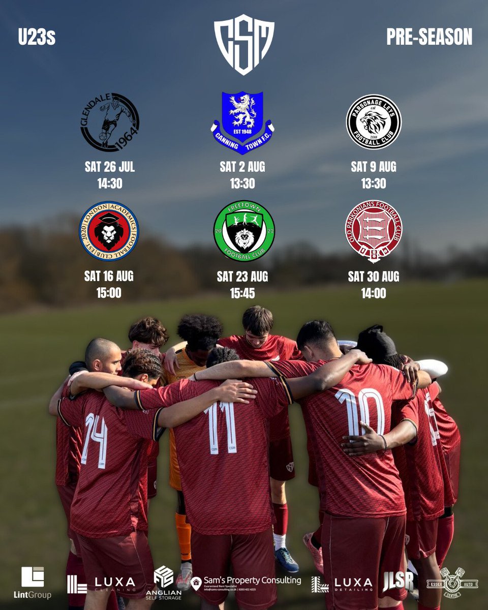 CSMLondonFC's tweet image. ⚽ The u23s are back!
⏰ The countdown to the season starting begins with 6 weeks of pre-season friendlies. We're Looking forward to summer games with @GlendaleFC_, @Canning_town_fc Res., @ParsonageLeys, London Academics, Freetown & @OldParksFC B
#CSM #TogetherThroughFootball