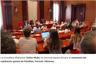 Cal conèixer el conflicte pel desajustament de nomenaments de docents que ha generat escàndol. És un conficte normatiu-legal. S'ha volgut atendre unes demandes sense modificar la normativa. Per tant no és un error personal del SDG Enric Trens i es  revisarà el cessament anunciat.