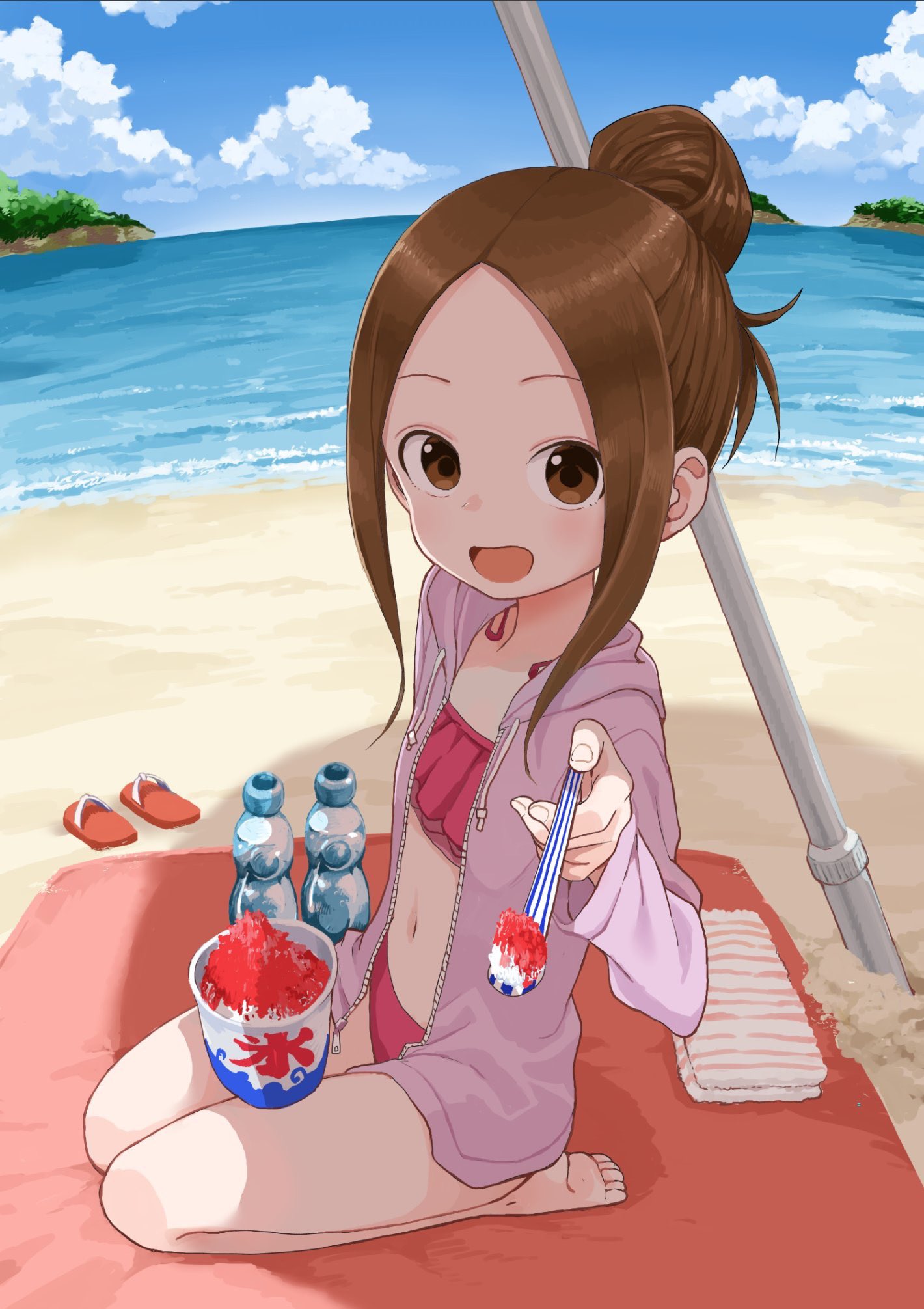 からかい上手の高木さん　タペストリー　海　浜辺　かき氷 けんじぃ on X: 