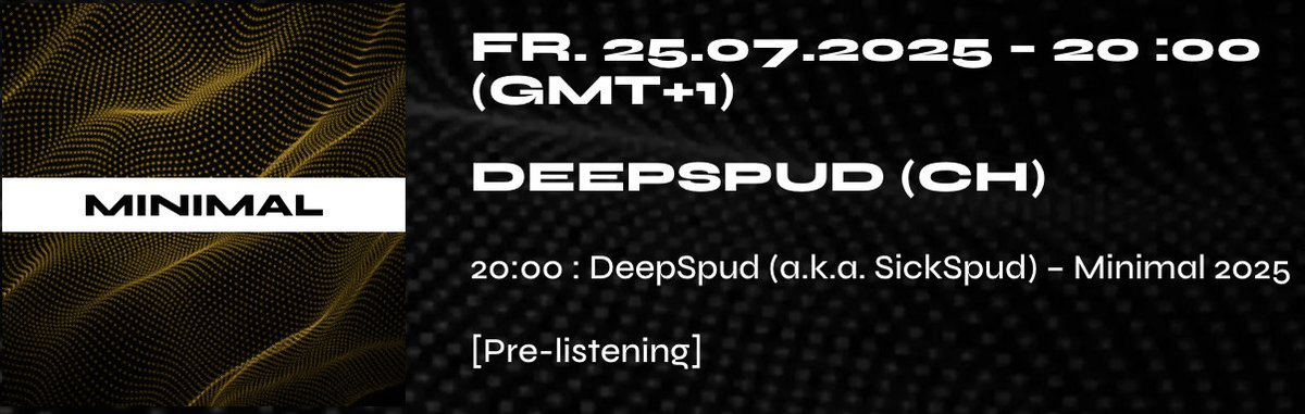 uzic's tweet photo. NOW on UZIC radio [Listen 👉] https://t.co/5KT8wmBRE5
20:00 (GMT+1) - @sickspud (CH) - Minimal 2025

Enjoy 🕺 #minimalmusic #techno #radio https://t.co/19aFIN778v