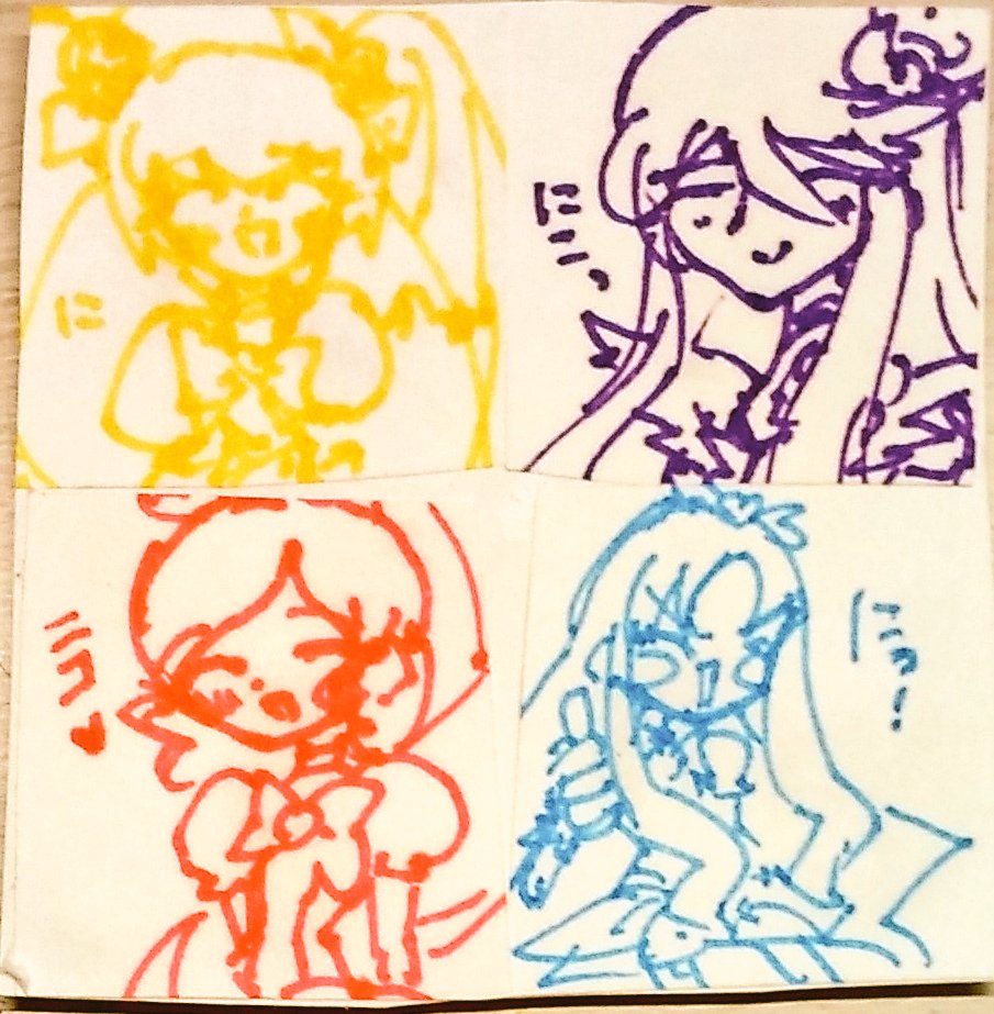 omase_0210's tweet image. スマイルプリキュア(解釈違い)です。
微笑むムーンライトは儚い…そうは思わないか?(誰だよ)
所々滲んだ…いつもより若干でかい紙だから油断していたんだッ…
#プリキュア #ハートキャッチプリキュア #キュアブロッサム #キュアマリン #キュアサンシャイン #キュアムーンライト #アナログイラスト