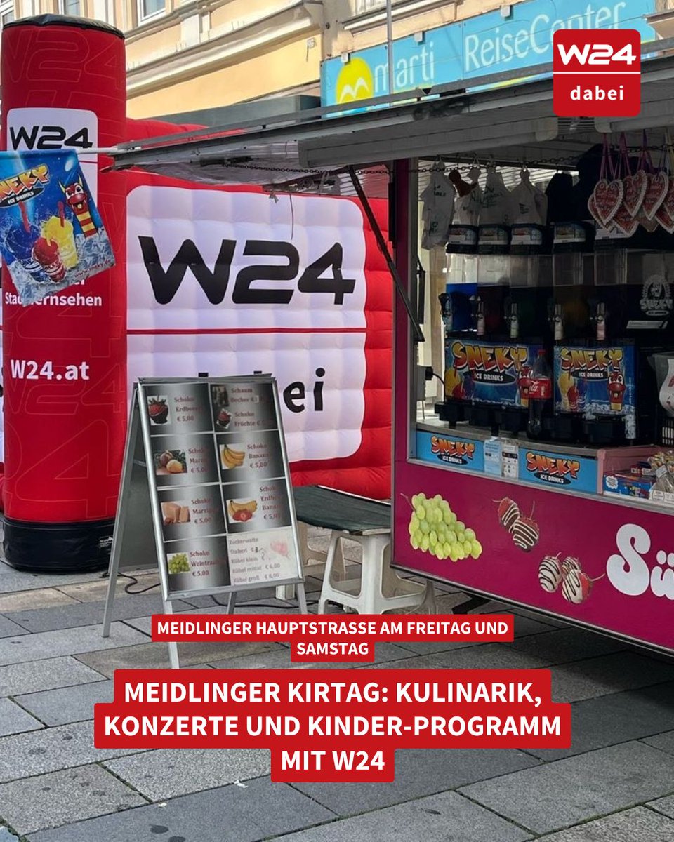 Mit #W24 - Das Stadtfernsehen zum Meidlinger Kirtag 🍻 Das Familienfest findet am Freitag und Samstag jeweils von 7 bis 19 Uhr statt: shorturl.at/mtv6w #W24dabei