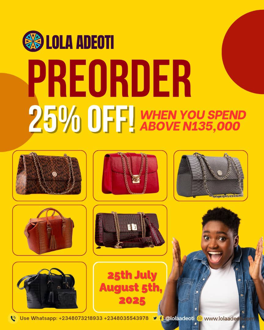 lolaadeoti's tweet photo. We are thrilled to announce to you that our pre-order starts today being 25th of July and will end on the 5th of August!!. Get ready and be the first to get your hands on this exclusive opportunity. 

#Lebujdamebag:N70,000
#ewapoisebag:N69,500
#idomaclassicbag:N149,500 https://t.co/98bu20kyov