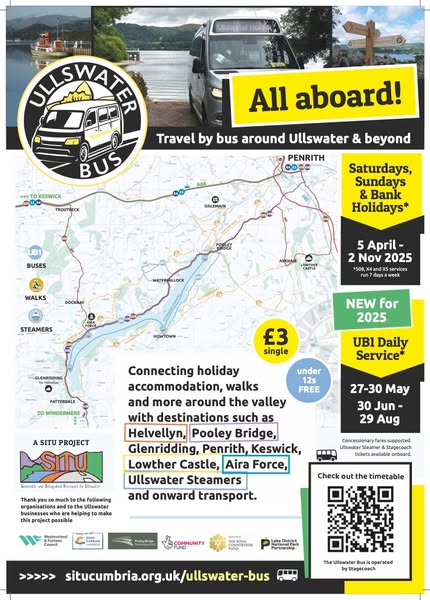 VisitEden's tweet image. The #Ullswater Hopper (UB1) connects holiday accommodation around the valley & the 509 runs from Penrith – Lowther – Pooley Bridge – Aira Force – Glenridding – Dockray – Troutbeck & onto Keswick. #sustainabletransport
orlo.uk/9H2JF #SustainableTransport