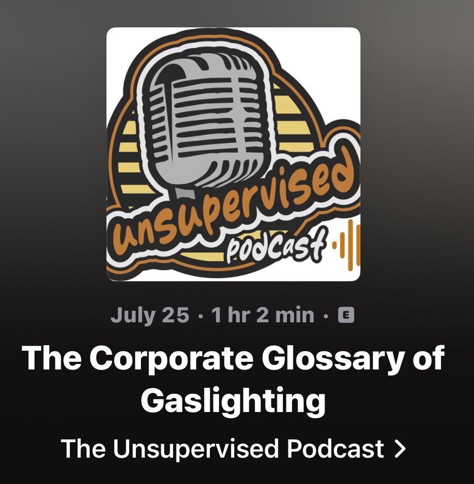 PodUnsupervised's tweet image. New episode drop! The Corporate Glossary of Gaslighting, red flags to lookout for when dealing with corporations. Check it out, however you listen to podcasts.
#PodcastRecommendation #SmallBusinessLife #entrepreneu