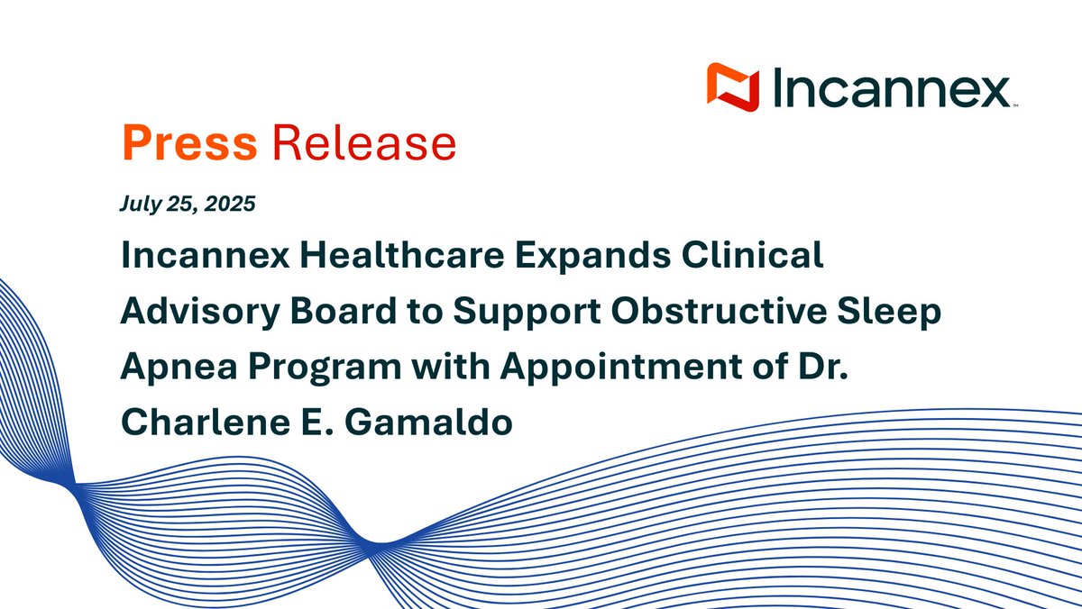 Incannex Healthcare Inc. (@asx_ihl) on Twitter photo #IncannexHealthcare announces the appointment of Charlene E. Gamaldo, M.D., to its IHL-42X #ObstructiveSleepApnea (OSA) Clinical Advisory Board.
Read our full press release here: bit.ly/4m5HVOq
$IXHL #Neurology #IXHL <a href="/HopkinsMedicine/">Johns Hopkins Medicine</a> #SleepApnea #IncannexHealthcare announces the appointment of Charlene E. Gamaldo, M.D., to its IHL-42X #ObstructiveSleepApnea (OSA) Clinical Advisory Board.
Read our full press release here: bit.ly/4m5HVOq
$IXHL #Neurology #IXHL <a href="/HopkinsMedicine/">Johns Hopkins Medicine</a> #SleepApnea