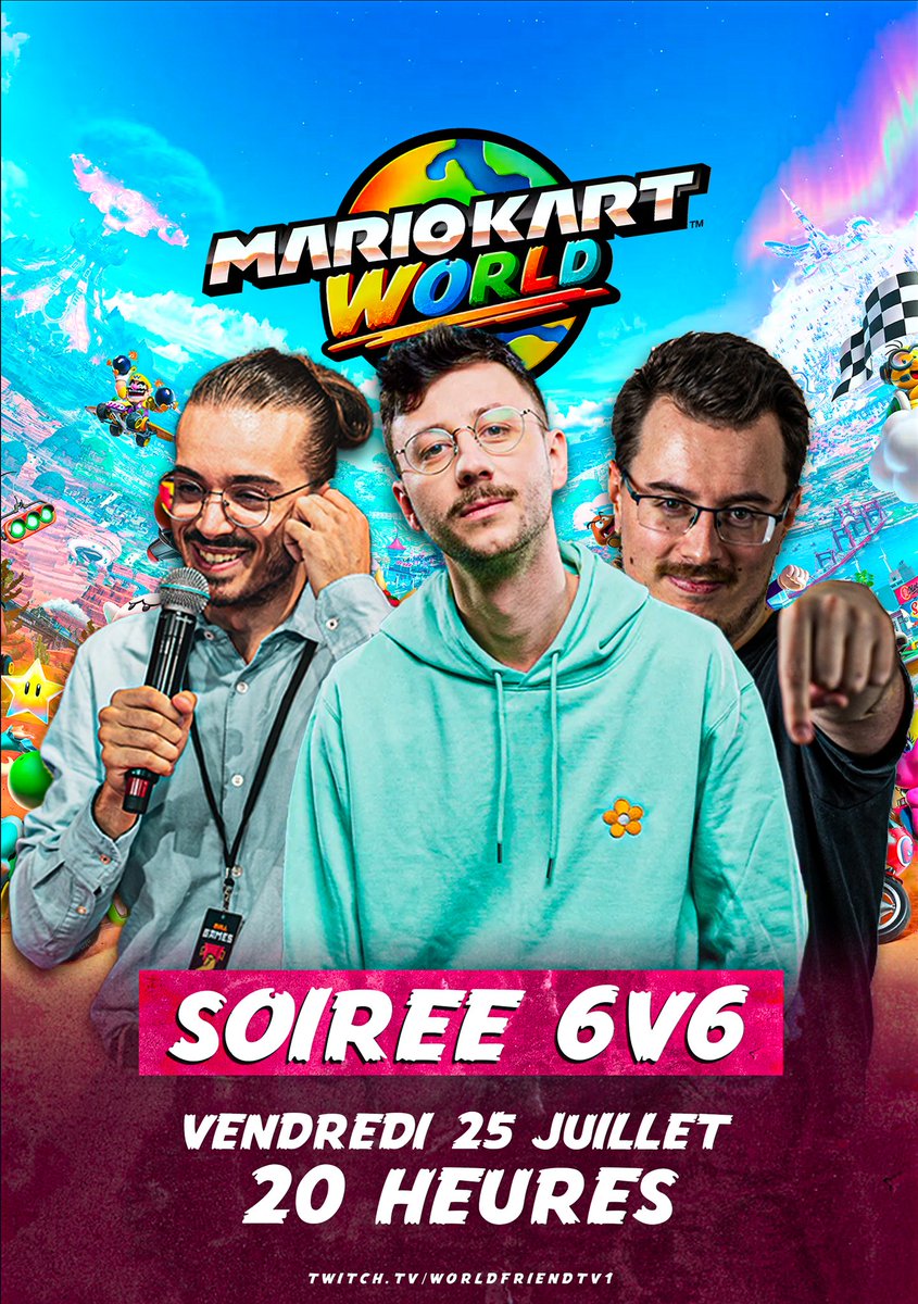 TeamWorldFriend's tweet image. Et si on remettait ça ? 🤔
Même Line Up, même heure !
🌎 On repart en try hard 6v6 sur Mario Kart World dès 20h avec :
@poncefleur
@TheGuill84
@JimmyBoyyy_
@wf_Mars - @SorenSSB - @WF_Huglou
🎥 À suivre en live sur toutes nos chaînes