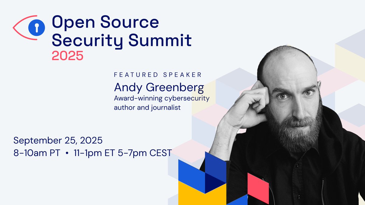 Bitwarden's tweet image. Save your seat for the #OpenSourceSecuritySummit on September 25th, featuring @a_greenberg, award-winning cybersecurity journalist and author! Explore the future of #opensource security solutions and more: btwrdn.com/476j9JE