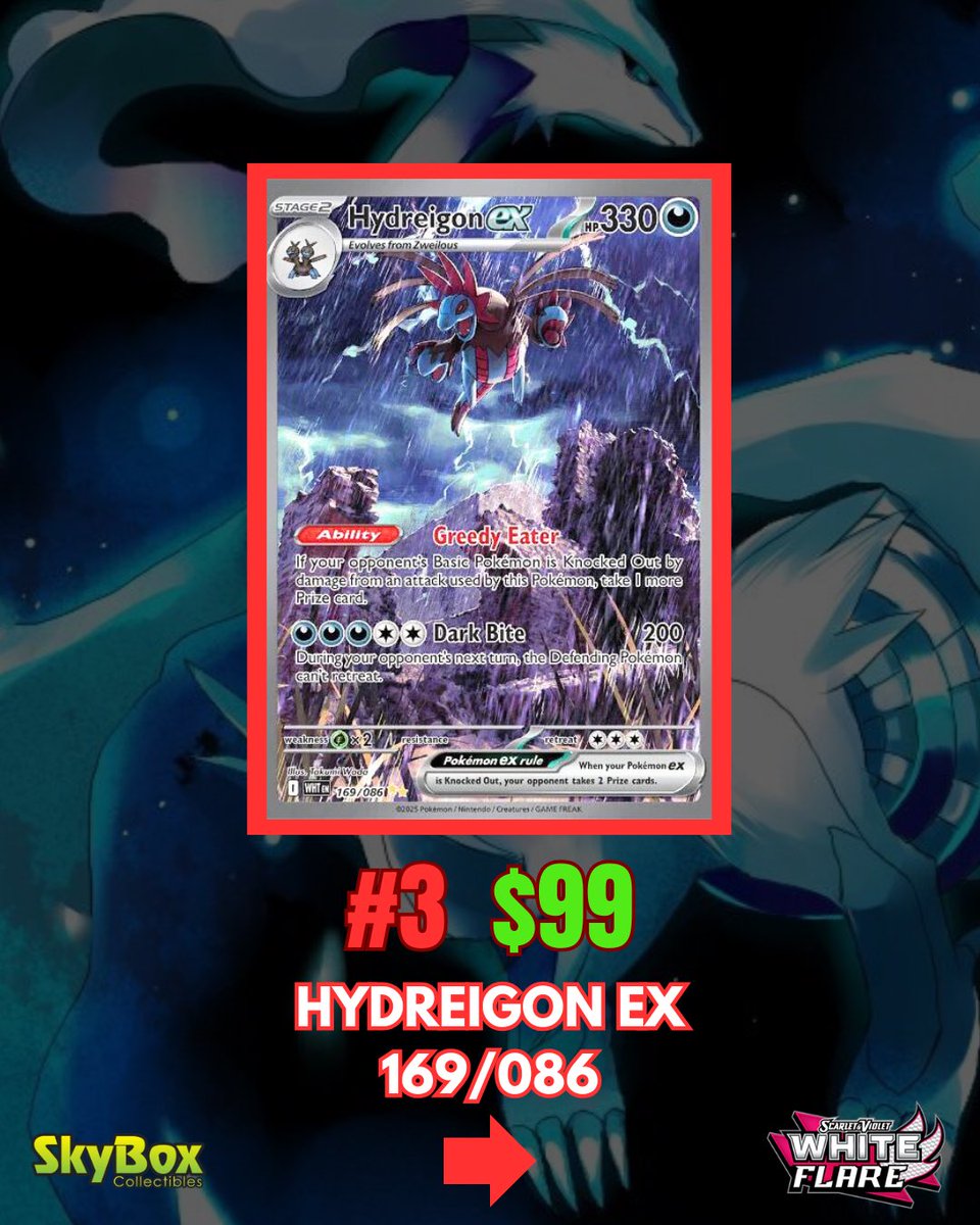 SkyboxCollect's tweet image. MOST EXPENSIVE CARDS FROM WHITE FLARE
Here are the most expensive cards from Pokemon white flare so far.
Which one is your favorite?
#skyboxct #pokemoncards #pokemon #reshiram #whiteflare #hilda #keldeo