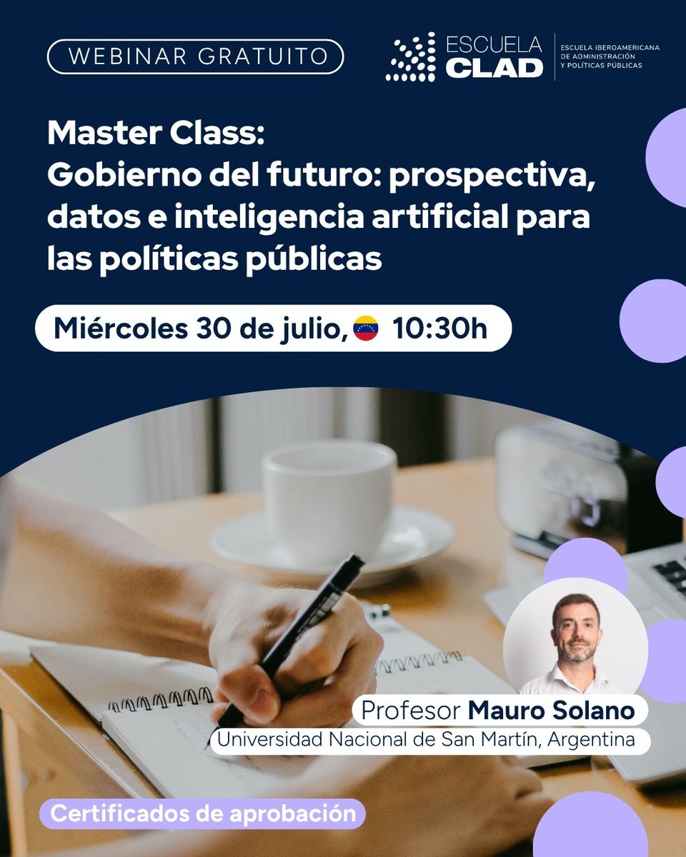 CLAD_Org's tweet image. ¿Te interesa descubrir cómo la prospectiva, los datos y la inteligencia artificial están moldeando el gobierno del futuro?
🗓️ Miércoles 30 de julio
💻 Modalidad virtual
🎓Certificados de aprobación
▶️Inscripciones: forms.gle/4RBeWP6dSFWGQ1…