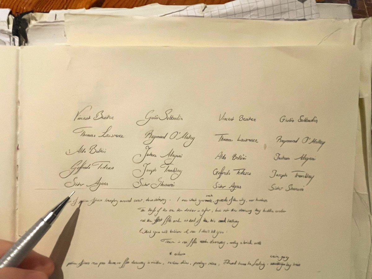 I want to hop on the trend too! Who am I in Conclave, based on my writing? ^v^
Left is my usual writing, right is print! (... I should have zoomed in more... but my writing is tiny either way... forgive the bad photo quality XD) 
#conclave2024 #conclavetwt
x.com/nrpi__/status/…