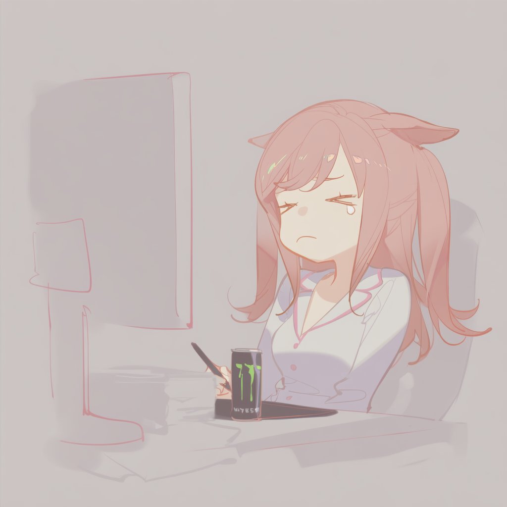 #大人ウマ娘シリーズ 
アグネスデジタル
「びえええええ終わんないよぉ! 終わらないよ〇〇君! もうさ、この辺で諦め、えだめぇ!? わーん! もっと早く原稿やっておけ? でもウマ娘ちゃん追っかけてたから……次の夏間に合わなかったら捨てるぞ? やだよー!」
今日も同人作家は騒がしい。 