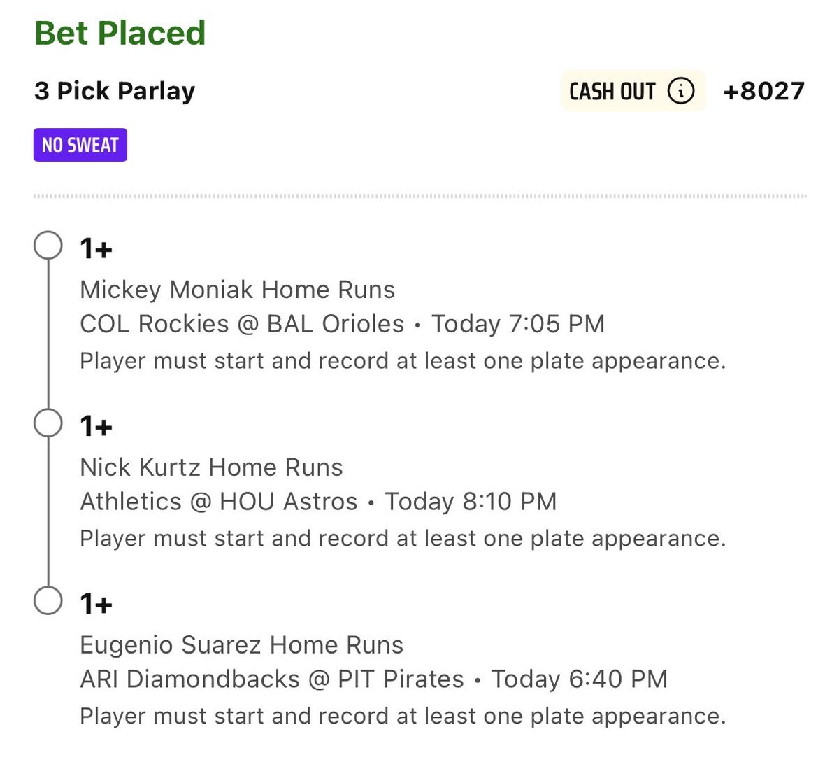 rudebets_'s tweet image. 💎MLB No Sweat Home Run Picks💎
It could all be so simple today.