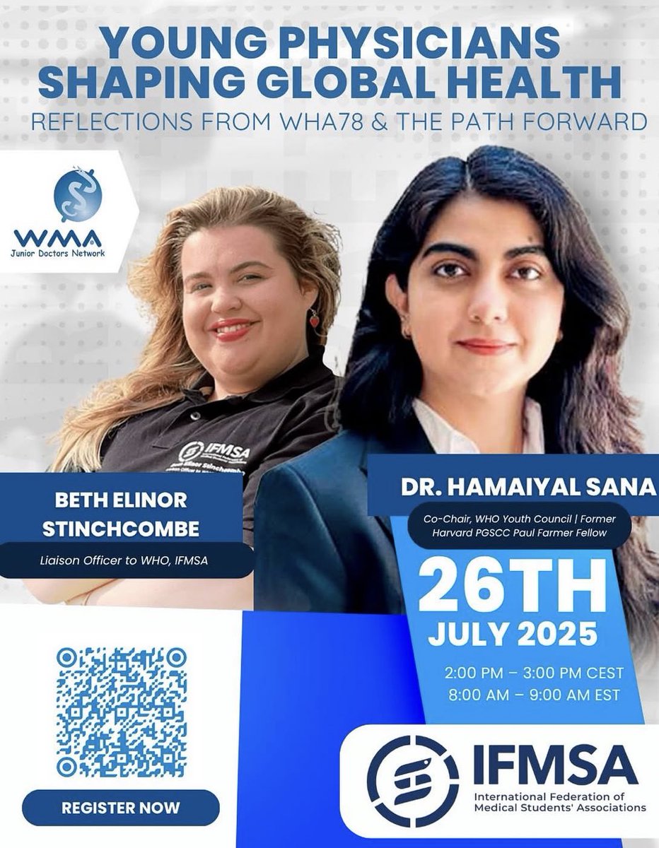 Honored to be invited to speak at this Panel by <a href="/WMAJDN/">WMA-JDN</a>! 

I will be talking about the role of young physicians in the current global health landscape, and how to build resilience and trust with existing tools such as the <a href="/WHOYouthCouncil/">WHO Youth Council</a> Youth Declaration.  

Register 👇